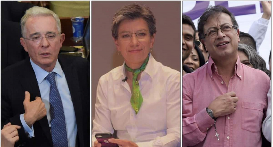 Álvaro Uribe, Claudia López y Gustavo Petro