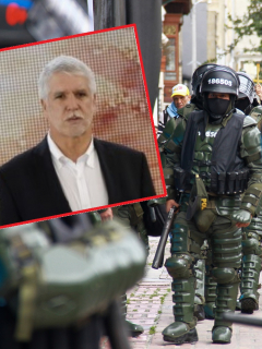 Enrique Peñalosa y agentes del Esmad
