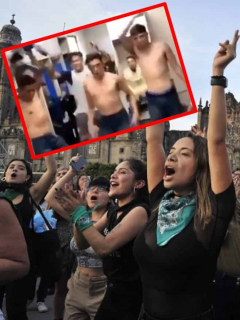 Futbolistas y feministas protestando en México