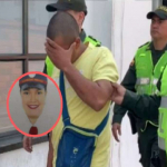El presunto homicida acompañado por policías; en el círculo, la mujer asesinada