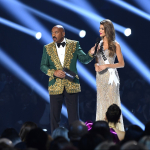 Steve Harvey, presentador de Miss Universo, y Gabriela Tafur, Señorita Colombia.