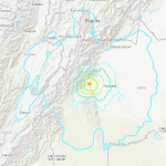 Mapa de réplicas de sismo en Colombia