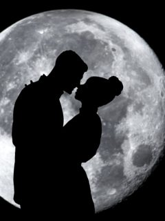 Preja abrazada a la luz de la luna
