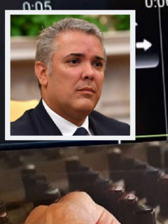 Collage: imagen de referencia sobre chuzadas / foto de Iván Duque