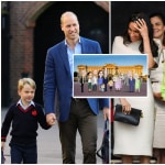 Príncipe George, prínncipe William / Meghan Markle y la reina Isabel II