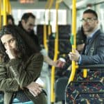 Gente en transporte público