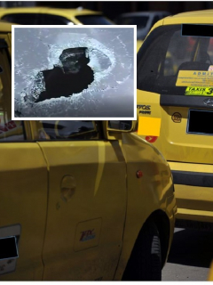 Taxis destrozaron carro