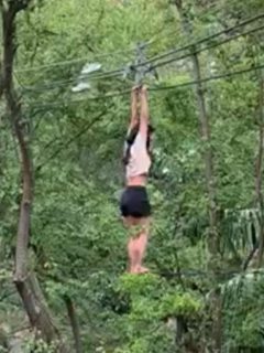Mujer cae de un cable