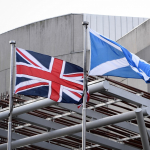 Banderas del Reino Unido, Escocia y la Unión Europea