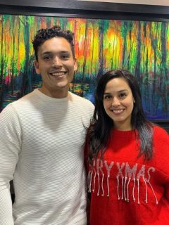 Ana María Estupiñán, actriz, con su esposo, el piloto Mattias Bylin.