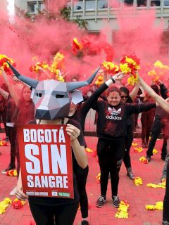 ‘Bogotá se tiñe de sangre’, protesta en contra de la temporada taurina 2020
