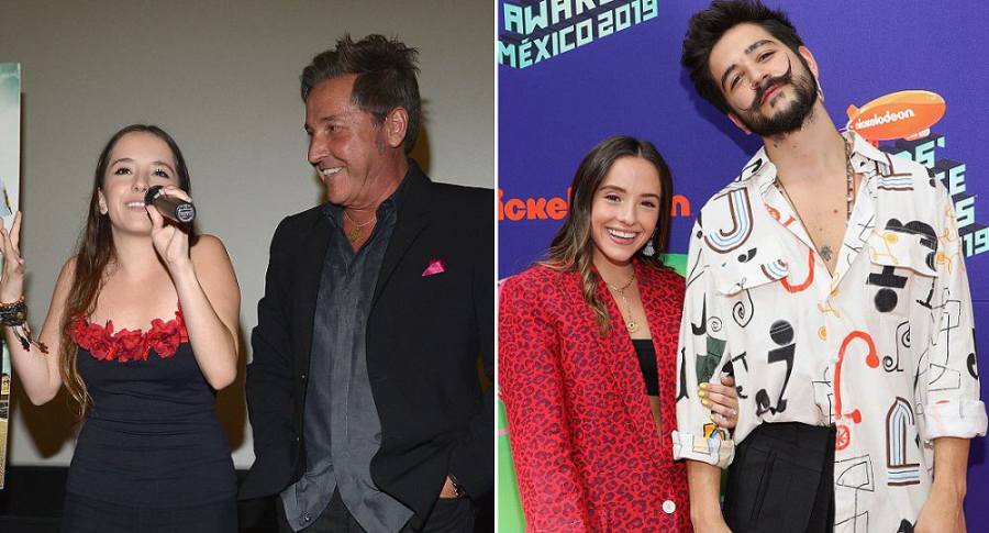 Evaluna Montaner, cantante y actriz, con su papá, el cantante Ricardo Montaner, y su novio, el artista Camilo Echeverry.