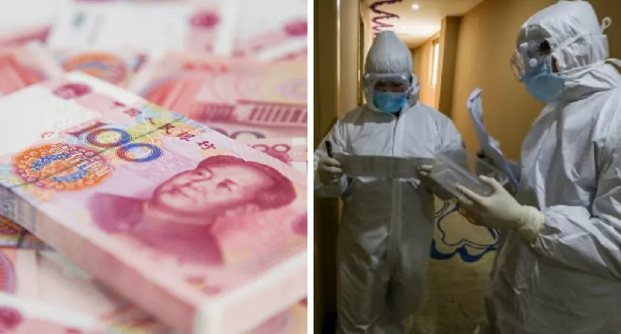 Moneda china / Médicos controlando cuarentena en China por coronavirus