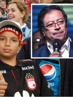 Gustavo Petro e hinchas del FPC