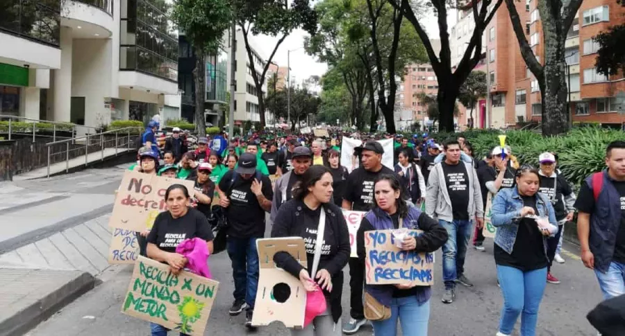 Protesta de recicladores en Bogotá