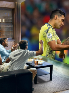 Aficionados viendo a la Selección Colombia