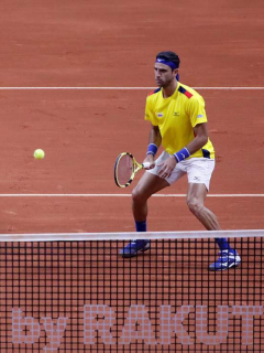 Juan Sebastián Cabal y Robert Farah jugando en la Copa Davis