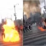 Bomba molotov cae sobre mujer en México (Día de la Mujer)
