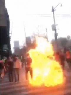 Bomba molotov cae sobre mujer en México (Día de la Mujer)