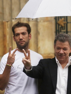 Juan Manuel Santos, expresidente, con su esposa, 'Tutina' de Santos, y sus hijos Martín y María Antonia.