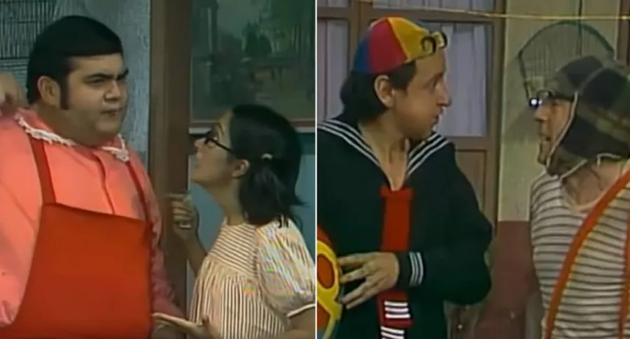 Édgar Vivar, María Antonieta de las Nieves, Carlos Villagrán y Roberto Gómez Bolaños, interpretando a 'Ñoño', 'la Chilindrina', 'Quico' y 'el Chavo'.