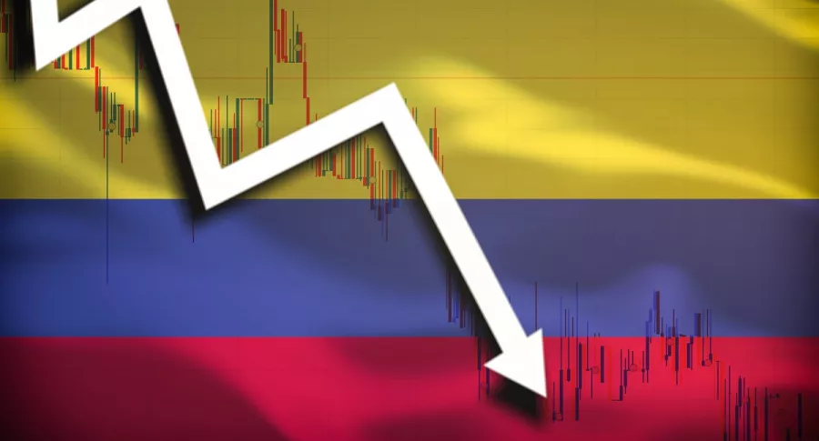 Bandera Colombia con indicador cayendo