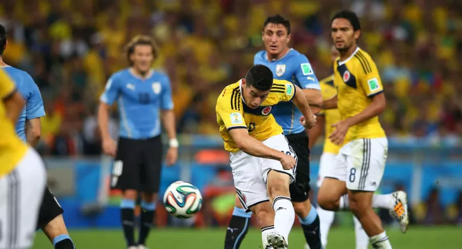 James Rodríguez en el partido contra Uruguay del Mundial Brasil 2014.