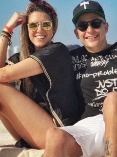 Sebastián Vega, actor, con su esposa, Valentina Ochoa.