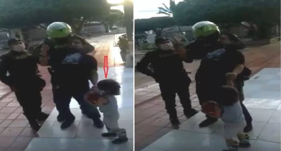 Policía inmoviliza a hombre que estaba con su hijo en parque