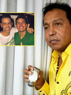 Diomedes Díaz, cantante, y sus hijos Martín Elías y Moisés.