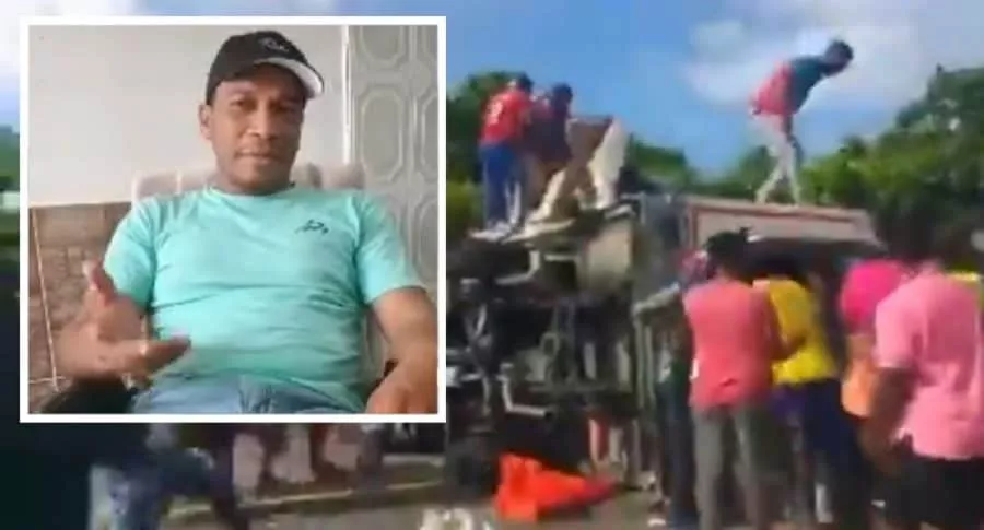 Volcamiento de camión con pescado en carretera Cartagena - Barranquilla / Conductor de camión Edwin García