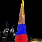 Videos: Torre Burj Khalifa con los colores de bandera de Colombia