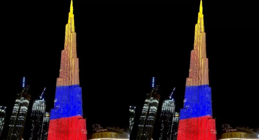 Videos: Torre Burj Khalifa con los colores de bandera de Colombia