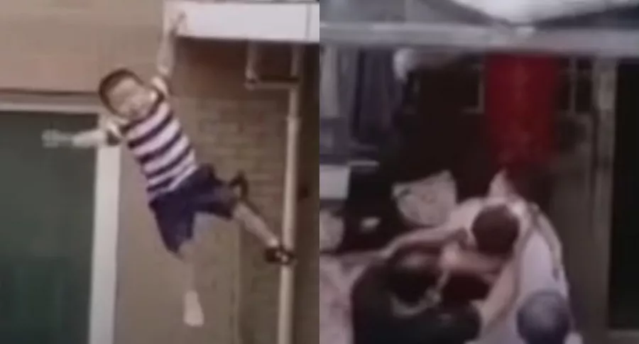 Video: hombre atrapa en el aire a niño que cae de quinto piso