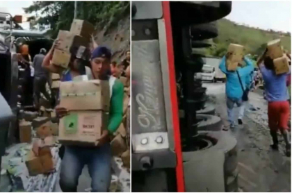 Camión de Colanta fue saqueado en Antioquia