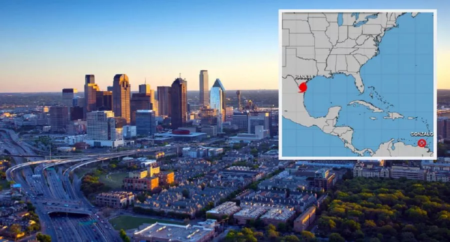 Dallas, Texas / Fragmento de mapa de Estados Unidos y Centroamérica.