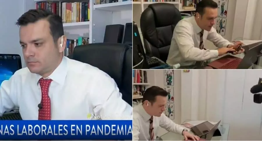Juan Diego Alvira mostró detrás de cámaras de su trabajo en casa para Noticias Caracol.