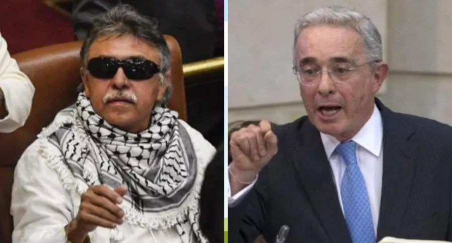 Jesús Santrich y Álvaro Uribe