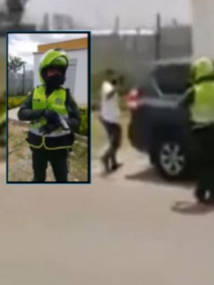 Discusión de policías y excombatiente escolta de UNP