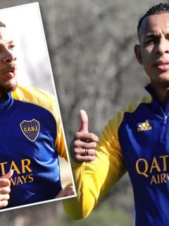 Frank Fabra y Sebastián Villa en entrenamientos de Boca Juniors, equipo que tendría brote de coronavirus en su plantel