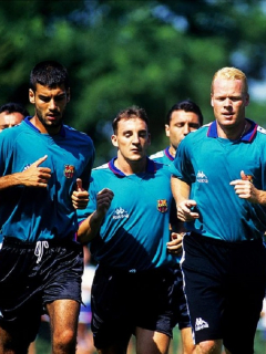 Josep Guardiola, Albert Ferrer, Ronald Koeman, José María Baquero y George Hagi, en el Barcelona