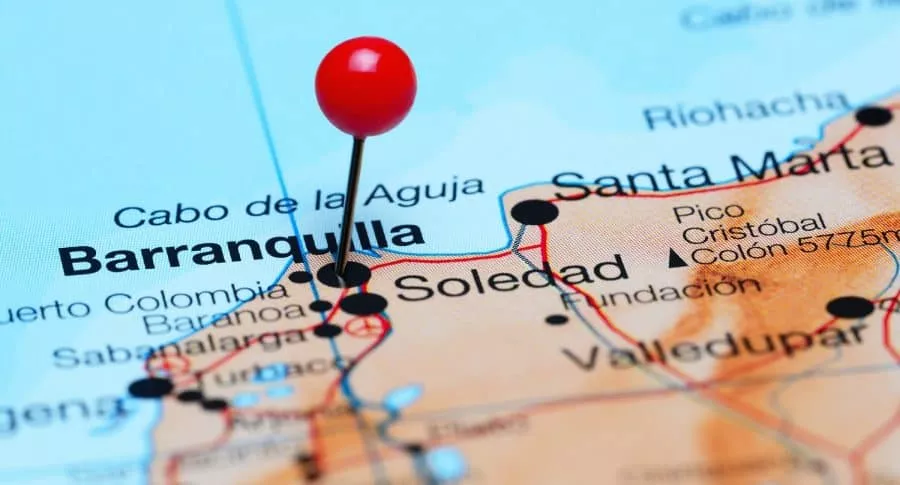 Barranquilla, ubicada en el mapa.