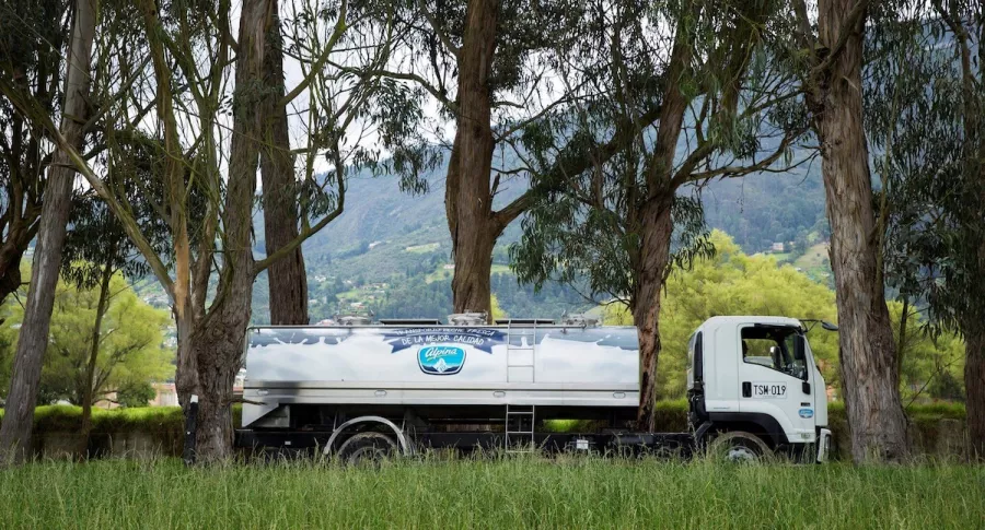 Camión de Alpina que ilustra nota sobre la sostenibilidad de 2019 de la compañía