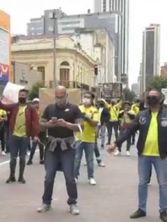 Protestas de trabajadores de casinos en centro de Bogotá