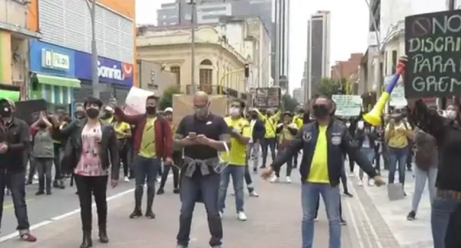 Protestas de trabajadores de casinos en centro de Bogotá