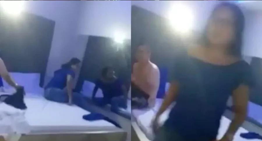 Captura de pantalla de mujer pillada por su suegra siendo infiel en un motel