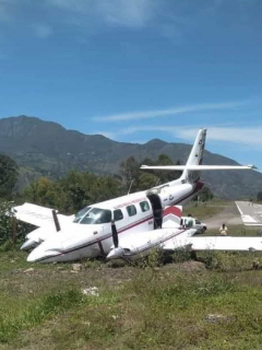 Avión que se salió de la pista y se accidentó en Boyacá