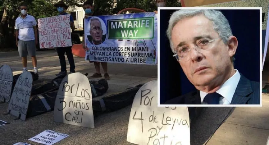 Colombianos en Miami protestan por iniciativa para nombrar una calle como ‘Álvaro Uribe Way’ / Álvaro Uribe en proceso por falsos testigos.