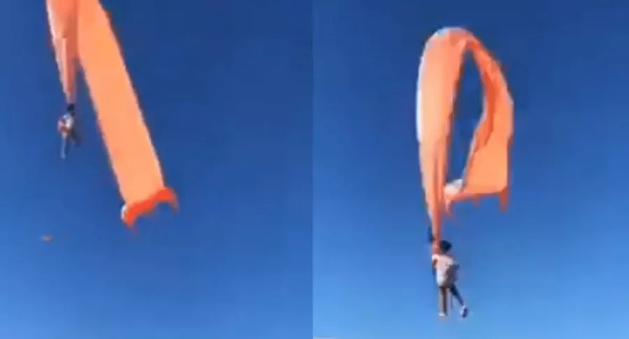 Captura de pantalla de niña volando por los aires, video viral