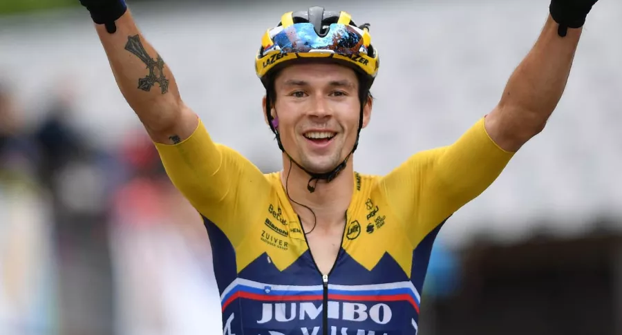 Primoz Roglic gana la cuarta etapa del Tour de Francia. Imagen de referencia de un triunfo suyo en el Dauphiné.